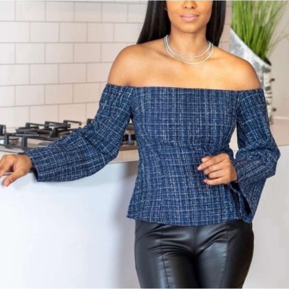 NWT Zara tweed off shoulder top